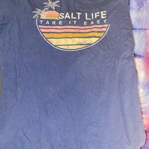 Salt Life Navy Tee with Sunset Graphic